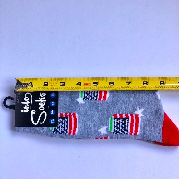 3/$15 NEW INTO SOCKS PERRY ELLIS Socks Patriotic Americana GRAY SHOE SIZE 7 - 12 - Picture 6 of 15